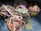 Rag Balls of Cloth Strips in Tote with Lid