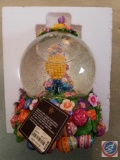 Christopher Radko Bunny Express Glitter Globe with Flower Egg Base