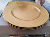 Christmas Themed Poinsetta Hand Painted Plate, (3) Gold Plates