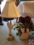 Dove Lamp with Shade and Vase with Dove and Greenery Decoration