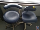 Midmark Blue Vinyl Dental Chair with Adjustable Top (Model 154059P-99) Measuring 34