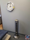 La Crosse Technology Atomic Time Hanging Wall Clock and Lasko Floor Fan (Model 2530)