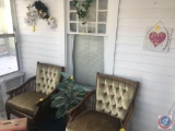(2) Vintage Chairs, Love Sign, Faux Crystal Hanging, Faux Flowers