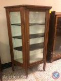 Vintage Display Hutch with Glass and Wooden Shelves, on Casters Measuring: 40