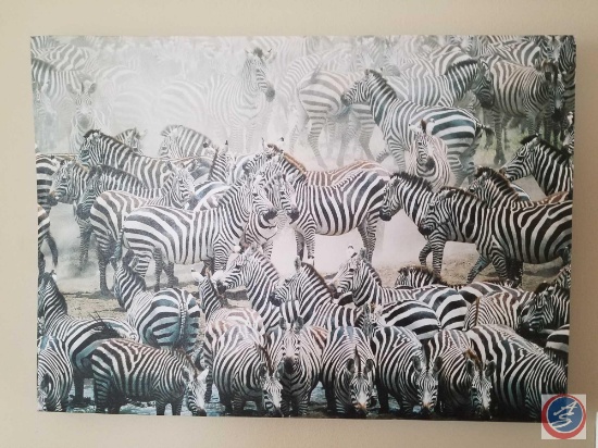 Zebra Canvas Oil Panting 27 1/2" x 19 1/2", Full Length Mirror and Utilitech Oscillating Floor Fan