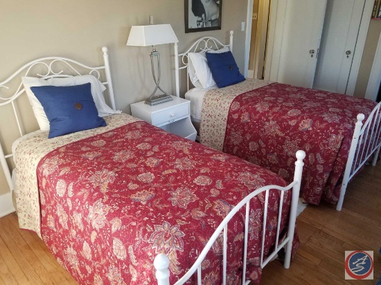 (2) Twin Beds Frames {{COMFORTER AND PILLOWS INCLUDED; SHEETS, BOXSPRINGS AND MATTRESSES NOT