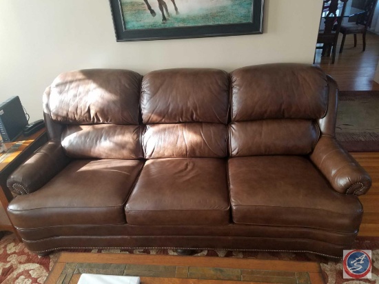 Smith Bros by Berne Leather 3-Seat Sofa 87" x 36" 40"