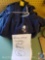 (8) Rivera Mens Blue and Gray Stripped Polos Size XL