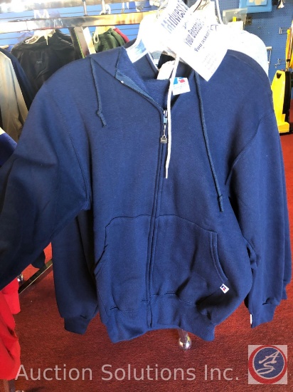 (4) Adult Small Navy Blue Zip Up Hoodies