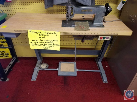 114W103 Industrial Singer Sewing Machine SN: W1318068 w/ a (1981) TACSEW Clutch Motor SN: 49478