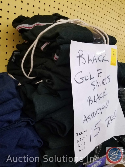 (15) Black Golf Polo Shirts in Assorted Sizes