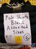 (6) Black Polo Shirts in Assorted Sizes