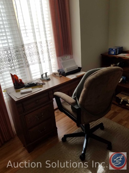 Computer Desk Measuring 44"X 17.5"X 30, Rolling Adjustable Office Chair, Office Supplies Including