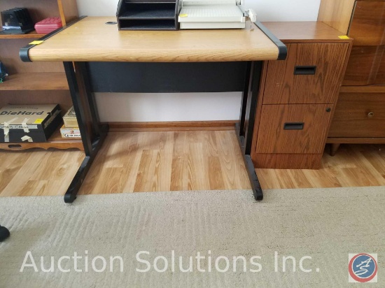 Printer Stand Measuring 37.5"X 30"X 29", X-Acto Paper Cutter, (2) Drawer Metal Filing Cabinet (No