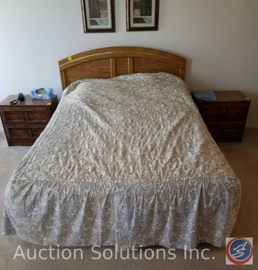 Simmons Full Sized Bed Frame, Box Spring, Mattress and Bedding