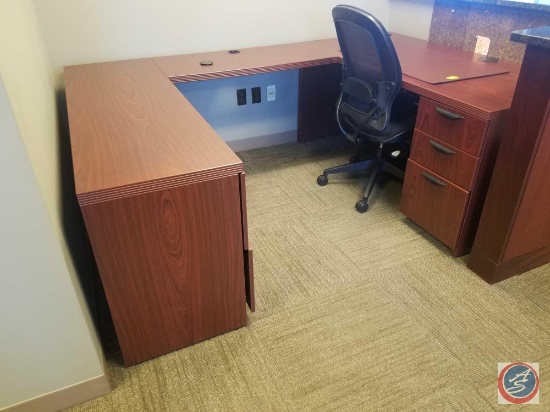 4 Drawer Turnstone U-Shaped Desk with Lateral Filing Cabinet and Keys Side Measuring 65"X 29.5"X 30,