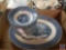 (2) Blue Willow China Platters and (12) Small Blue Willow China Bowls