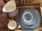 (2) Blue Willow China Tea Cups, (3) Blue Willow China Bowls and (2) Blue Willow China Platters