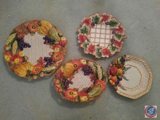 Fitz and Floyd 1997 Fall themed Serving Platter, Plate and (2) Salad Plates