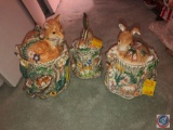 (2) Fitz and Floyd Classics Cookie Jars One with Fox Lid, One with Bunny Lid, Fitz and Floyd