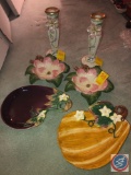 (2) Acorn Fitz and Floyd Classic Candy Dishes and (2) Flower Shaped Fitz and Floyd Candy Dishes and