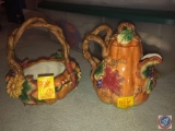 Fitz and Floyd Acorn Pitcher and Acorn Basket