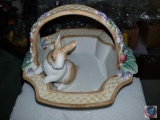 Fitz and Floyd Essentials Botanical Bunny Basket {{In Original Box}}