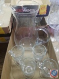 Princess House Crystal Water Pitcher and (4) Princess House Crystal Glasses
