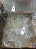 (4) Princess House Crystal Champagne Glasses and (6) Cut Glass Glasses, (1) Cut Glass Sugar