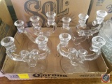 (4) Cut Glass Candle Stick Holders {{ (2) Two Candle and (2) Three Candle }}