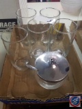 (5) Princess House Crystal Juice Glasses and Sugar Cube Dish with Lid and Spoon