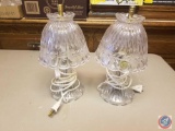 (2) Princess House Lamps, Glass Bowl With Lid