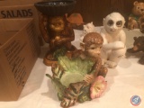Fitz and Floyd's Classic Monkey, (2) Monkey Candy Dishes, White Monkey Decoration