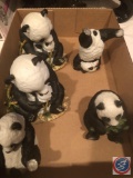 (2) Homco Master Piece Porcelain 1988 Pandas, (3) Pandas With No Markings