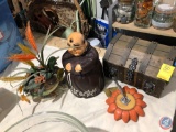 Ceramic Monk, Sunflower Pen Holder, Duck Centerpiece, Lion Chest
