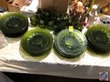 (27) Emerald Punch Plates with (27) Matching Emerald Cups
