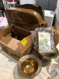 Small Frames, (3) Votive Holders, Leather Bowling Bag, Decorative Plate Holders, (2) Metal Bowls,