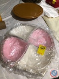 White and Pink Dip Bowls on Tray