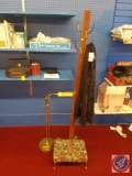 Stiffel Vintage Adjustable Swing Arm Lamp, Embroidered Foot Stool, Hall Tree 69