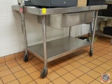 Kemlee Manufacturing Stainless Steel Prep Table with Holding Drawer and Shelf on Casters 48