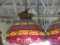 {8x$Bid} (8) Retro Amber and Ruby Glass Shade Hanging Light Fixtures