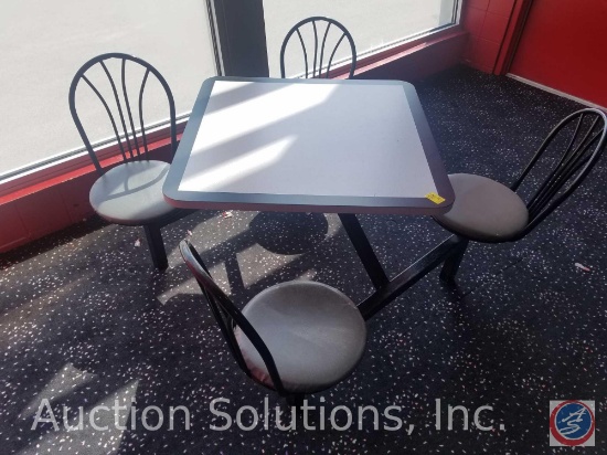 {{2XBID}} (2) Plymold 4-Seat Jupiter Cafeteria Clusters w/ 3 ft. Square Tables and Round Metal