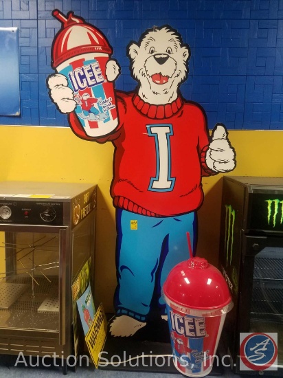 Icee Lamp, Icee Polar Bear Cut Out Display 67", Gold Peak Advertising Sign, Fruit Shoot Advertising