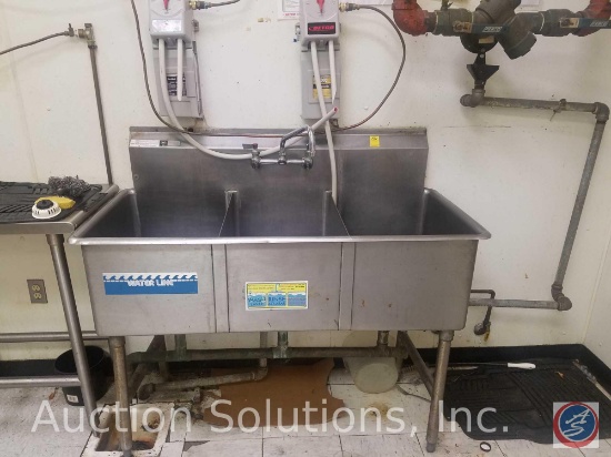 Aero 3-Well Commercial Stainless Steel Sink with Betco Sanitation Soap Dispenser System 51" x 24" x