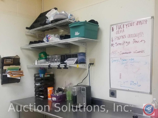 Wire Shelving, Plank Shelving and All Contents including Cuisinart Model #SS-700 Commercial Keurig