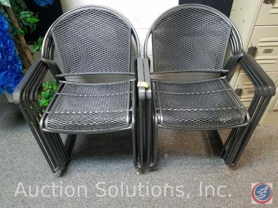 {{9x$BID}} (9) Perforated Steel Stacking Chairs