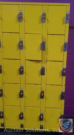 American Locker Security Systems Coin Operated Lockers, Five Tier Triple Wide, 15 Per Section 36" x