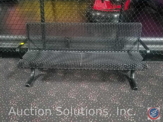 {{2XBID}} (2) Walbash Valley Perforated Metal Benches - Thermoplastic Coated - Black - 72" x 26" x