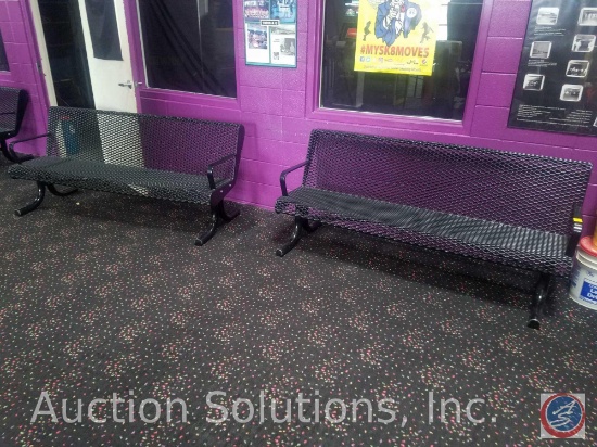 {{2XBID}} (2) Walbash Valley Perforated Metal Benches - Thermoplastic Coated - Black - 72" x 26" x