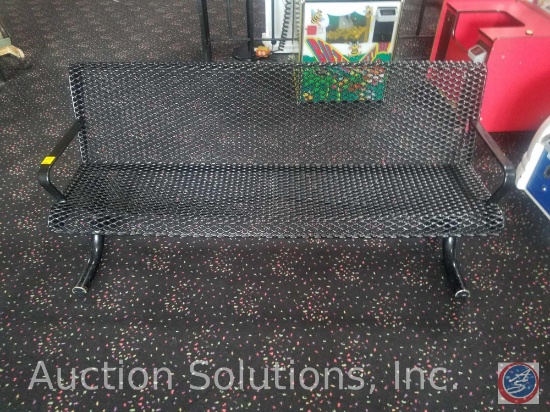 {{2XBID}} (2) Walbash Valley Perforated Metal Benches - Thermoplastic Coated - Black - 72" x 26" x